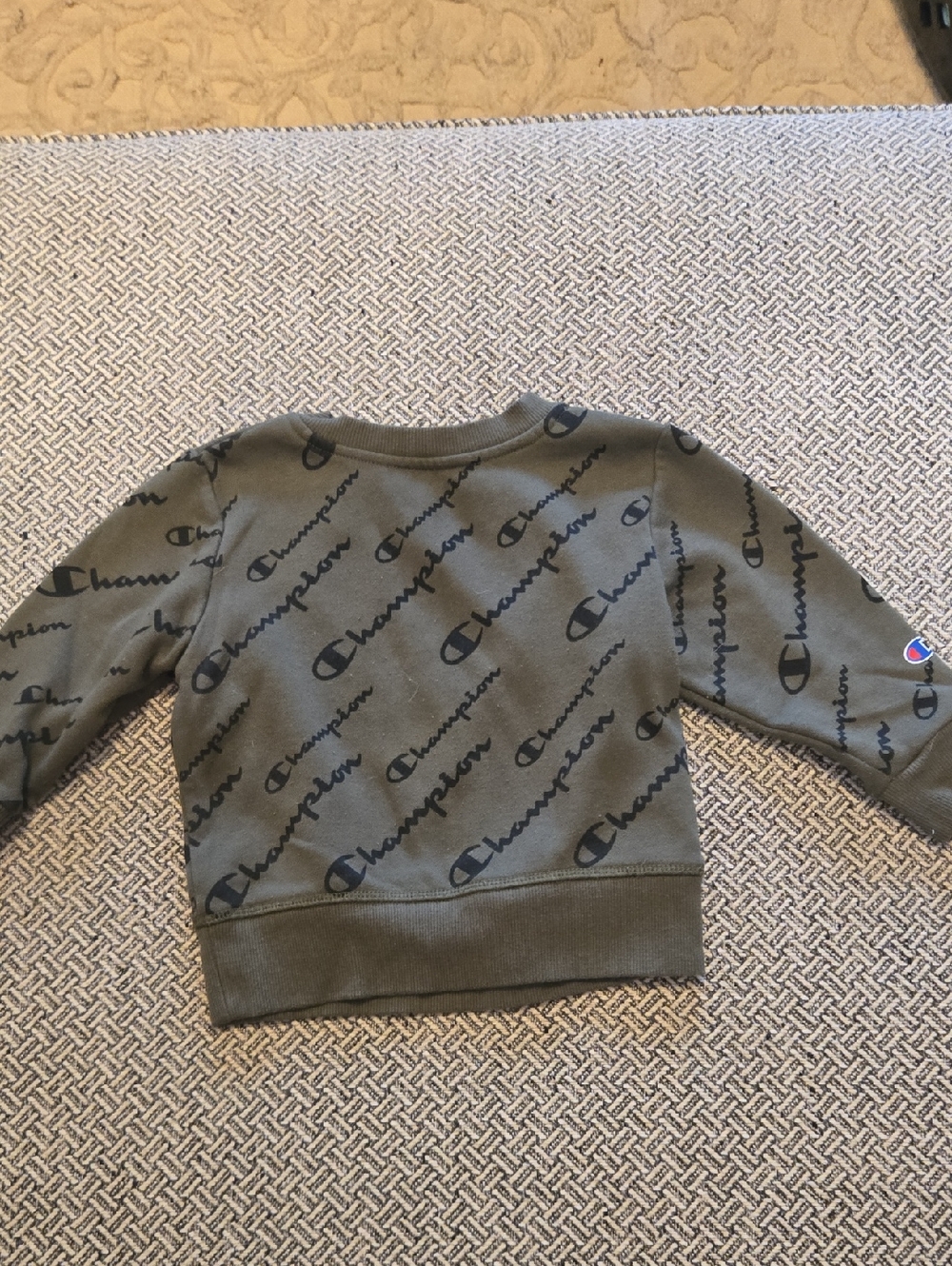 Champion Olive Green Logo-Print Crewneck Sweatshirt